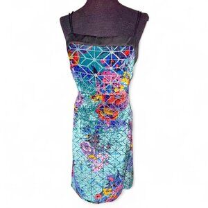 Anthropologie Moulinette Soeurs Floral Print Velvet Slip Dress Size 8